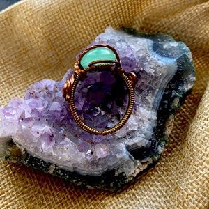 💜 Turquoise Wire Wrapped Cabochon Stone Ring 💜